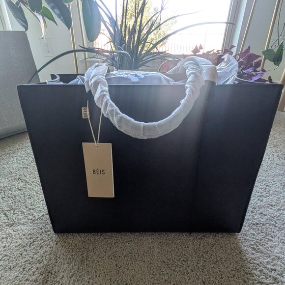 BEIS LARGE WORK TOTE BLACK - NWT Vegan Leather - Picture 6 of 7